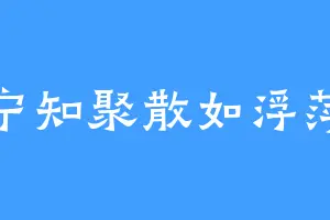 宁知聚散如浮萍