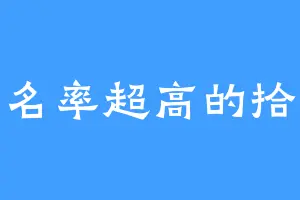 重名率超高的拾玖