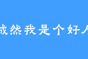 诚然我是个好人