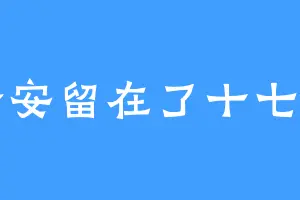 怿安留在了十七岁