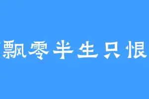 布飘零半生只恨未