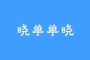 晓单单晓